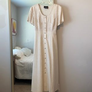 vintage Jolibel cream button front midi dress